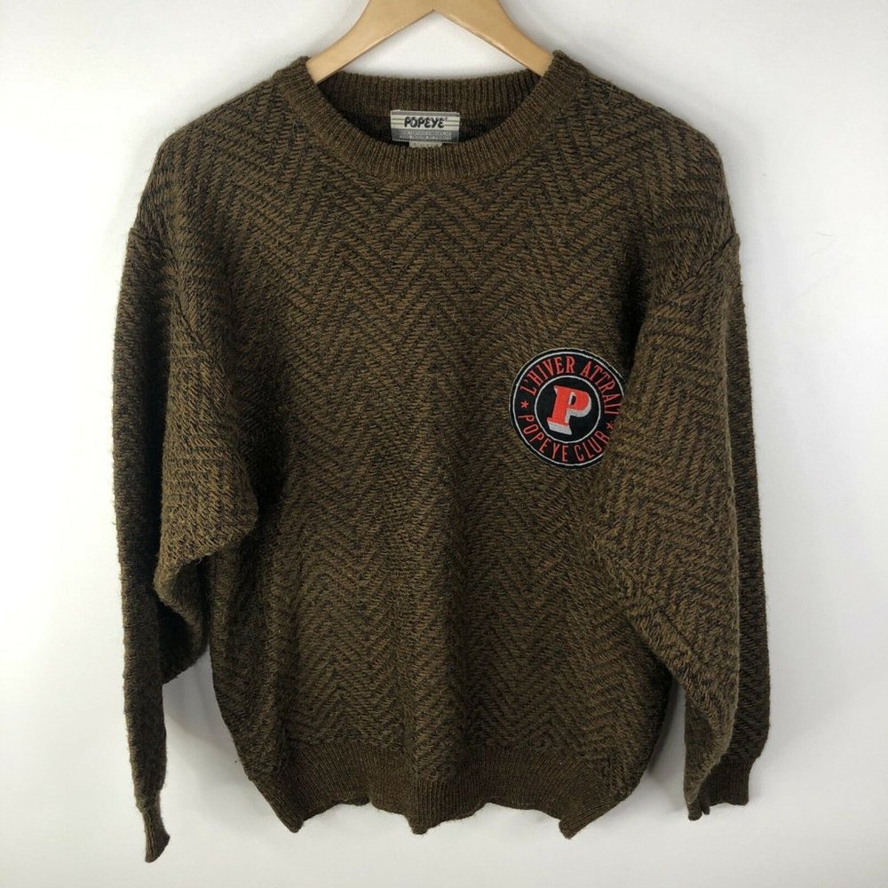 Vintage Popeye Club King Features Syndicate Sweater Knit Mens Large